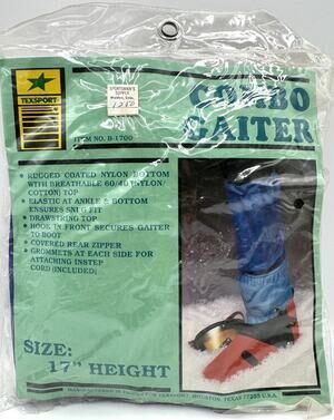 Vintage Texsport Gaiter Nylon Cotton Blue 17" Combo Gaiter New NOS Hiking Snow